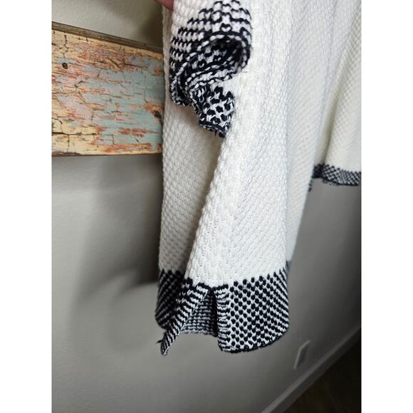 White Sweater Navy accents with bell sleeves by Melissa Paige Size Large - Picture 5 of 8